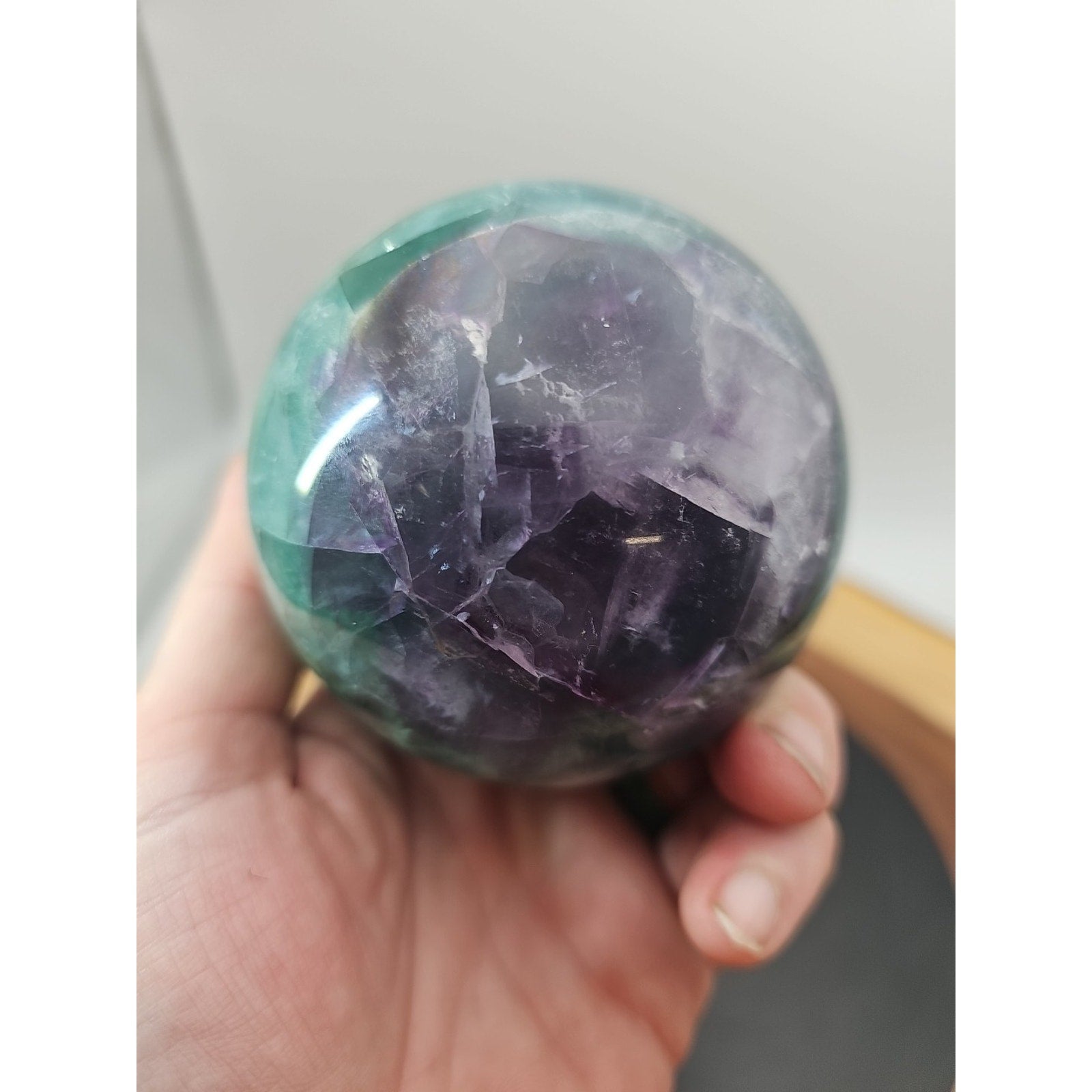 2.11lbs Natural Rainbow Fluorite Quartz Crystal Sphere Ball Polished Healing