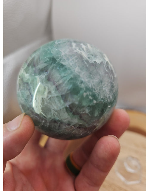 Load image into Gallery viewer, 1.16lb Natural Rainbow Fluorite Quartz Crystal Sphere Ball Polished
