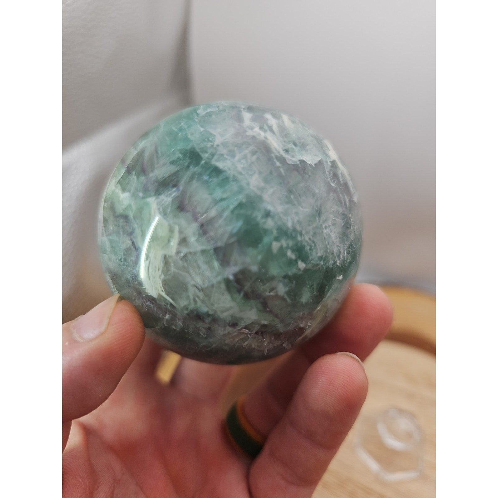 1.16lb Natural Rainbow Fluorite Quartz Crystal Sphere Ball Polished