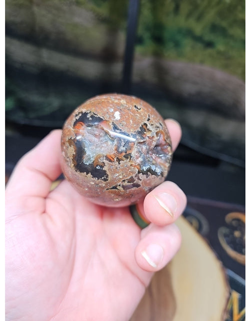 Load image into Gallery viewer, .72LB Natural Vesuvianite Agate Carnelian Crystal Geode Sphere Ball Healing
