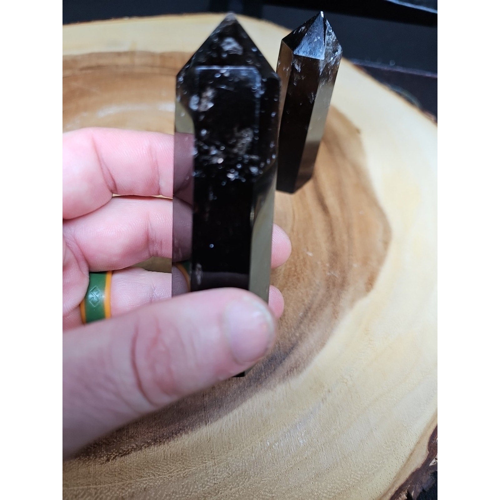 1 Pair Smoky Quartz Tower 192grams