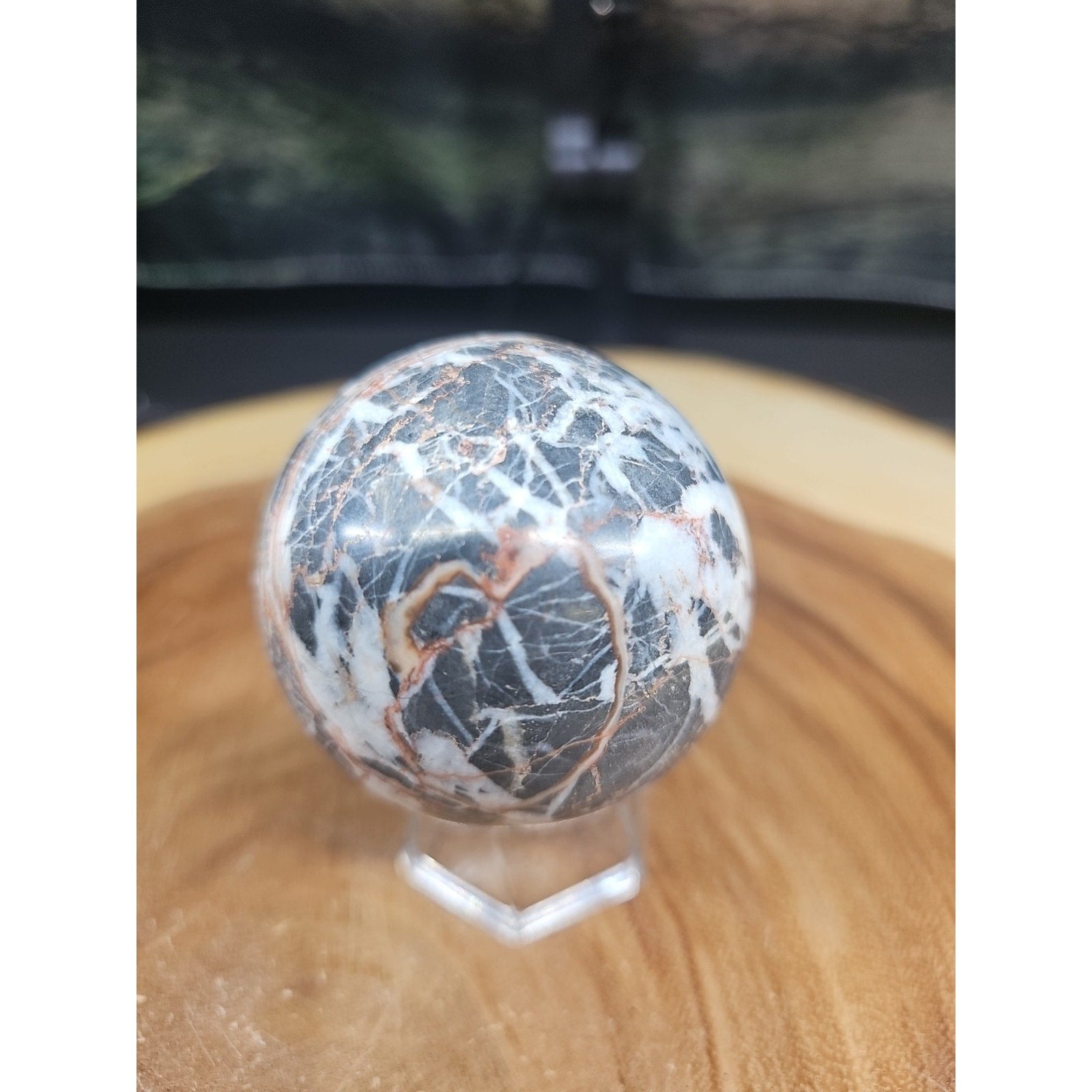 Natural Quartz Crystal Jasper Sphere Ball Polished 50-60mm &stand