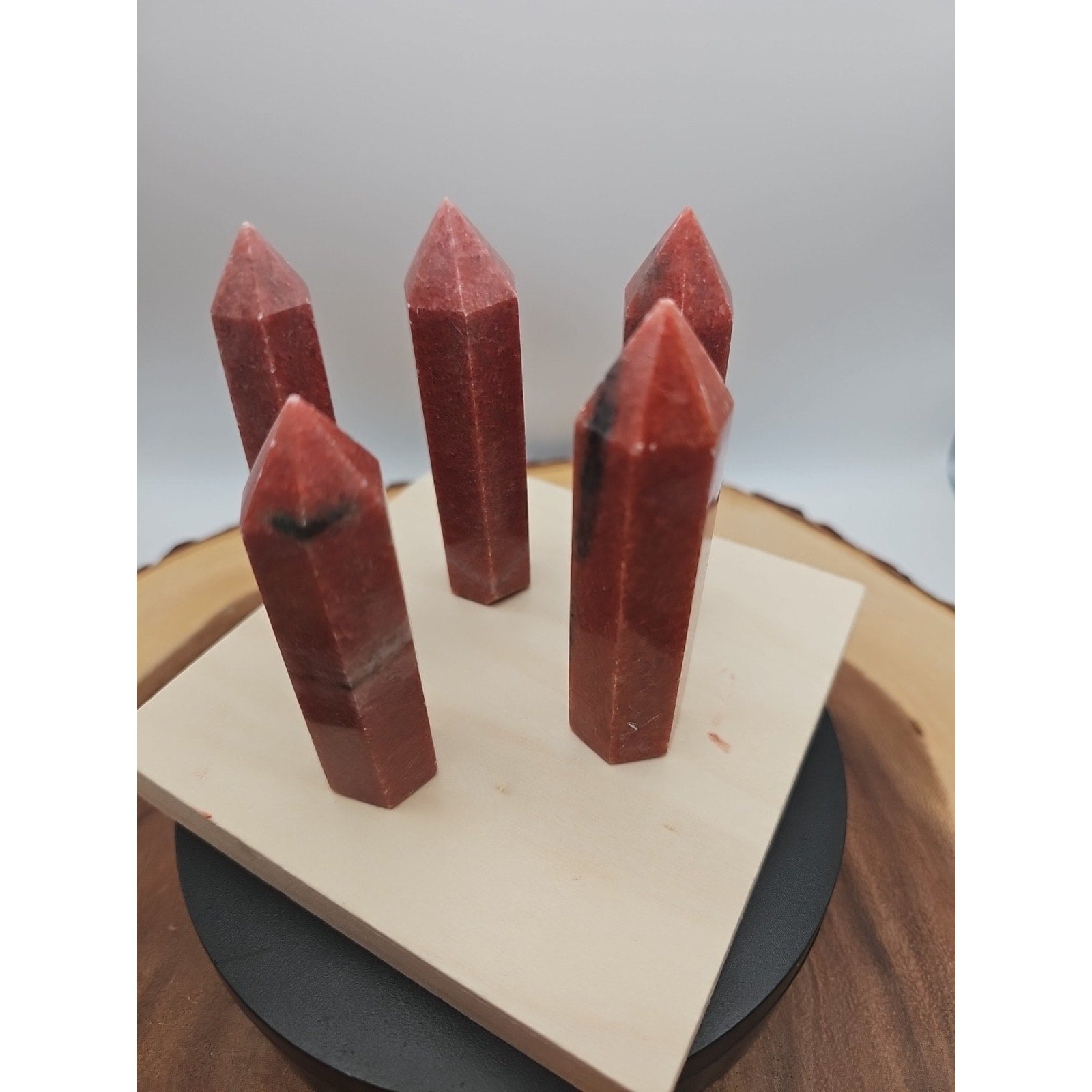 5pcs Avg .65 Natural Rhodonite Quartz Crystal Brazil