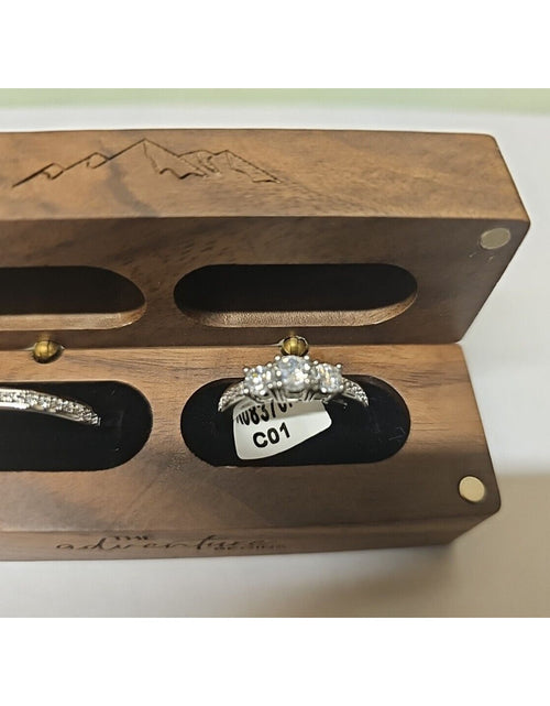 Load image into Gallery viewer, Engagement Ring Set Diamonds Brass/ Silver Plated W/case
