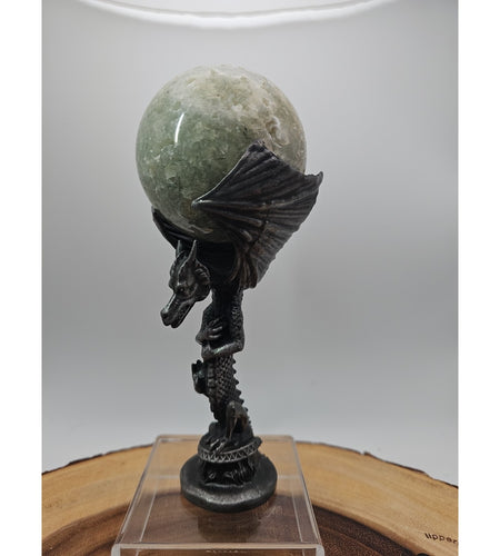 1lb 70mm Green Quartz W/Dragon Stand