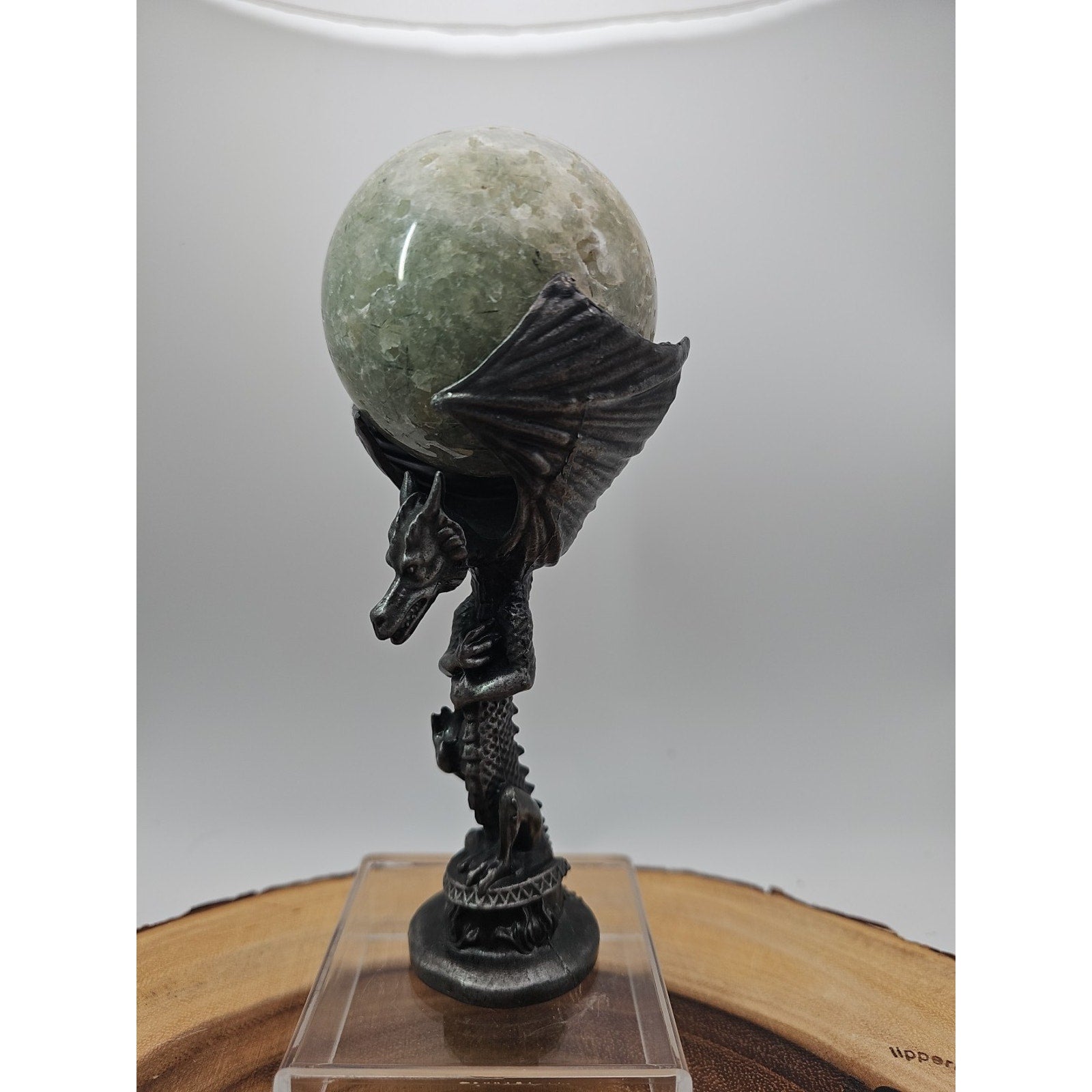 1lb 70mm Green Quartz W/Dragon Stand