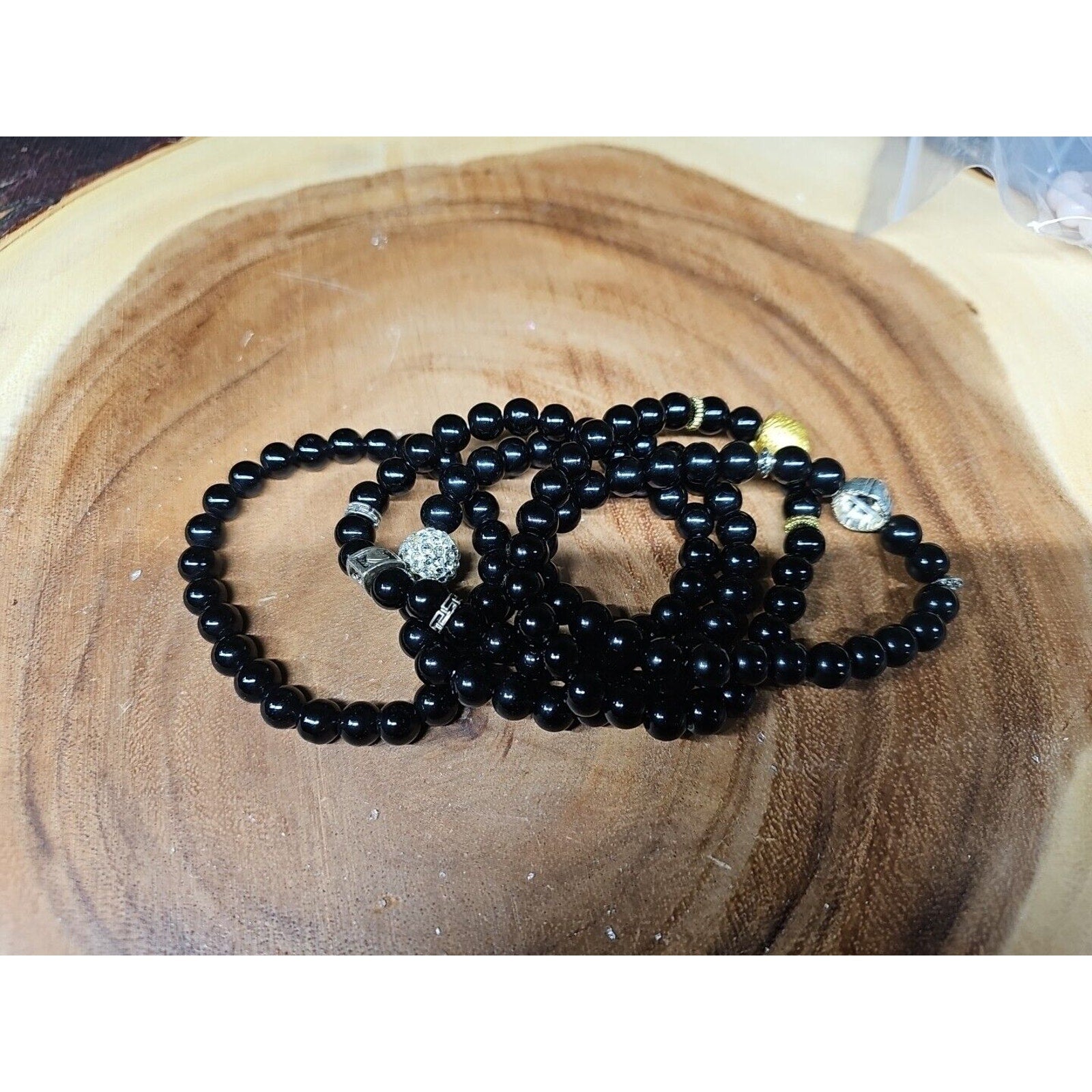Natural Obsidian Stone Bracelets 5pc Set
