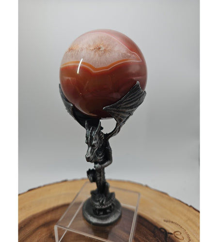 1.3lb 75mm Carnelian Quartz W/Dragon Stand