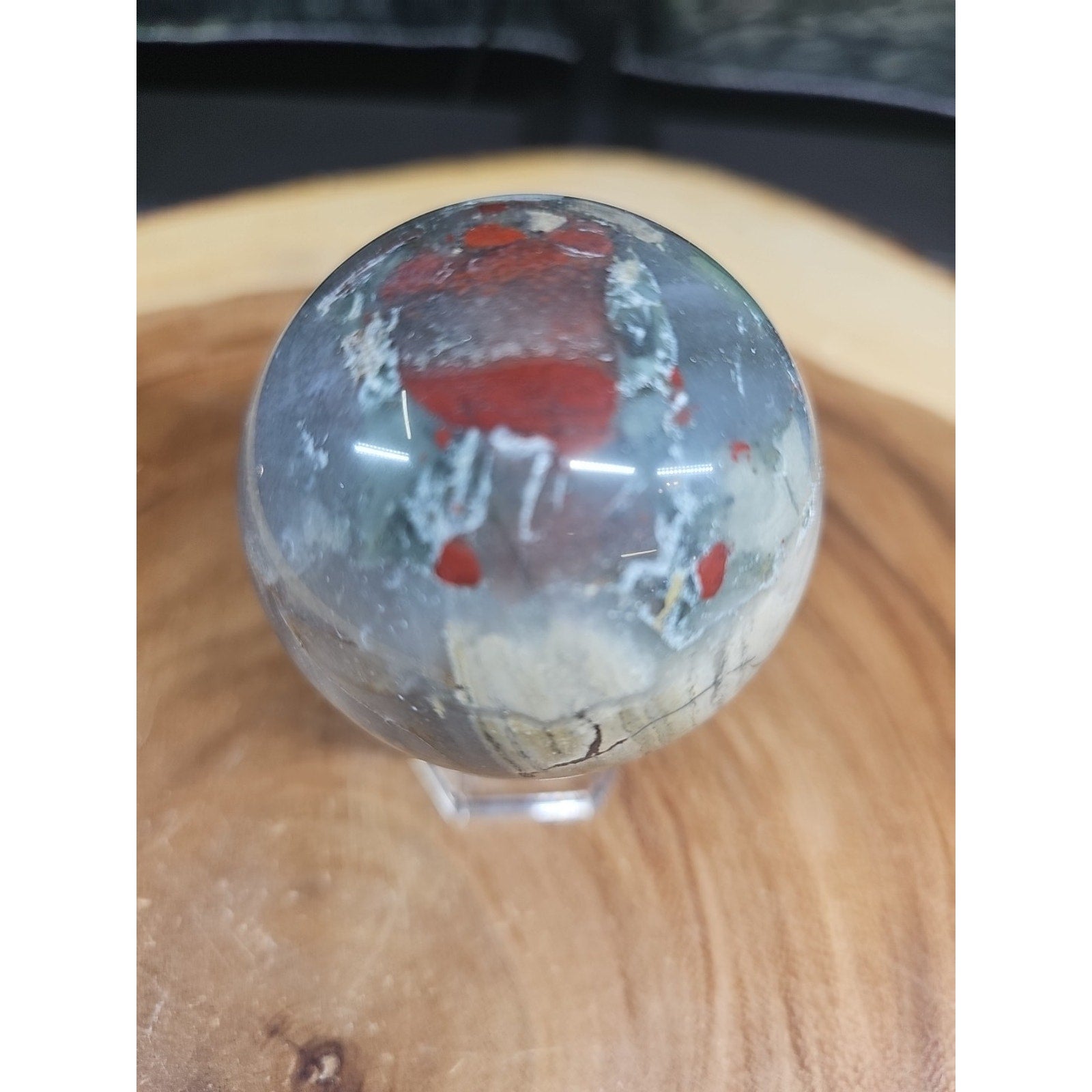 Natural Quartz Crystal Jasper Sphere Ball Polished 63mm &stand
