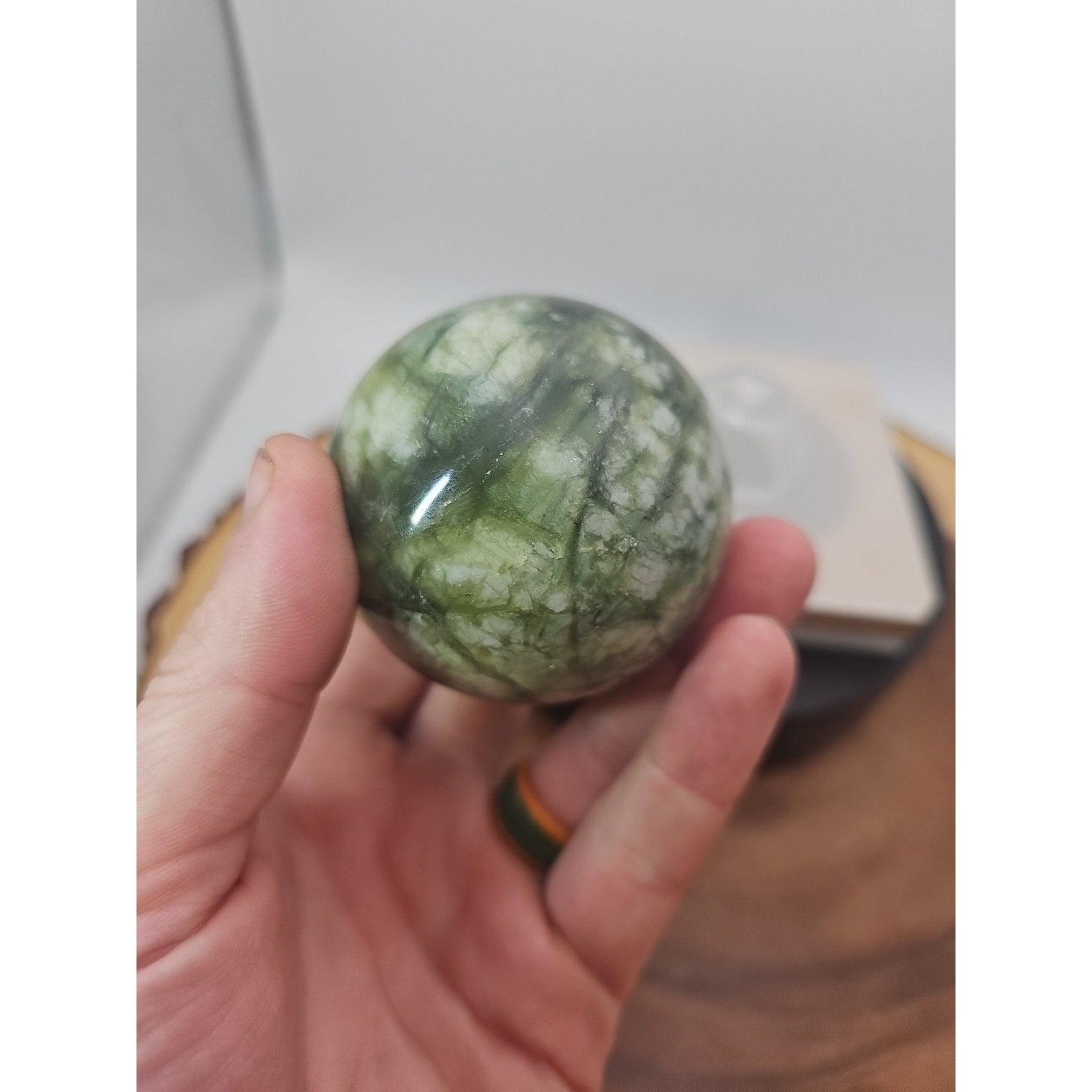 Green Ocean Jasper Sphere - 61mm, 318g - Stunning Crystal