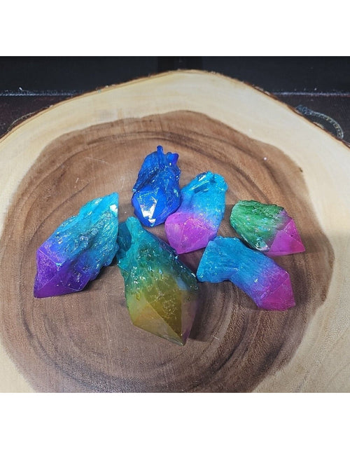 Load image into Gallery viewer, 6Pcs 1.41lbs Rainbow Aqua Aura Quartz Crystal Points Titanium Coating B2
