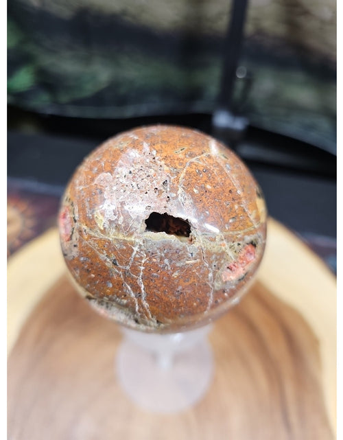 Load image into Gallery viewer, .91LB Natural Vesuvianite Agate Carnelian Crystal Geode Sphere Ball Healing
