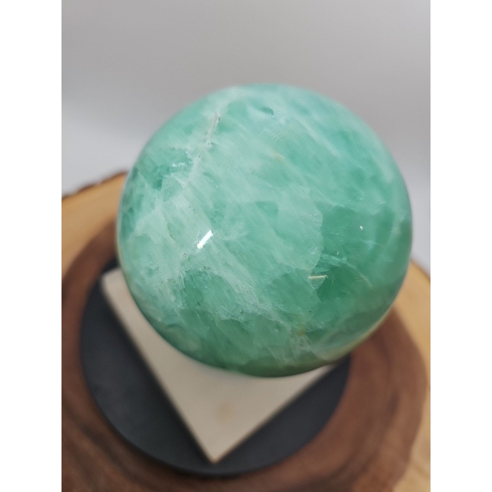 2.80 Natural Rainbow Fluorite Quartz Crystal Sphere Ball Polished Healing