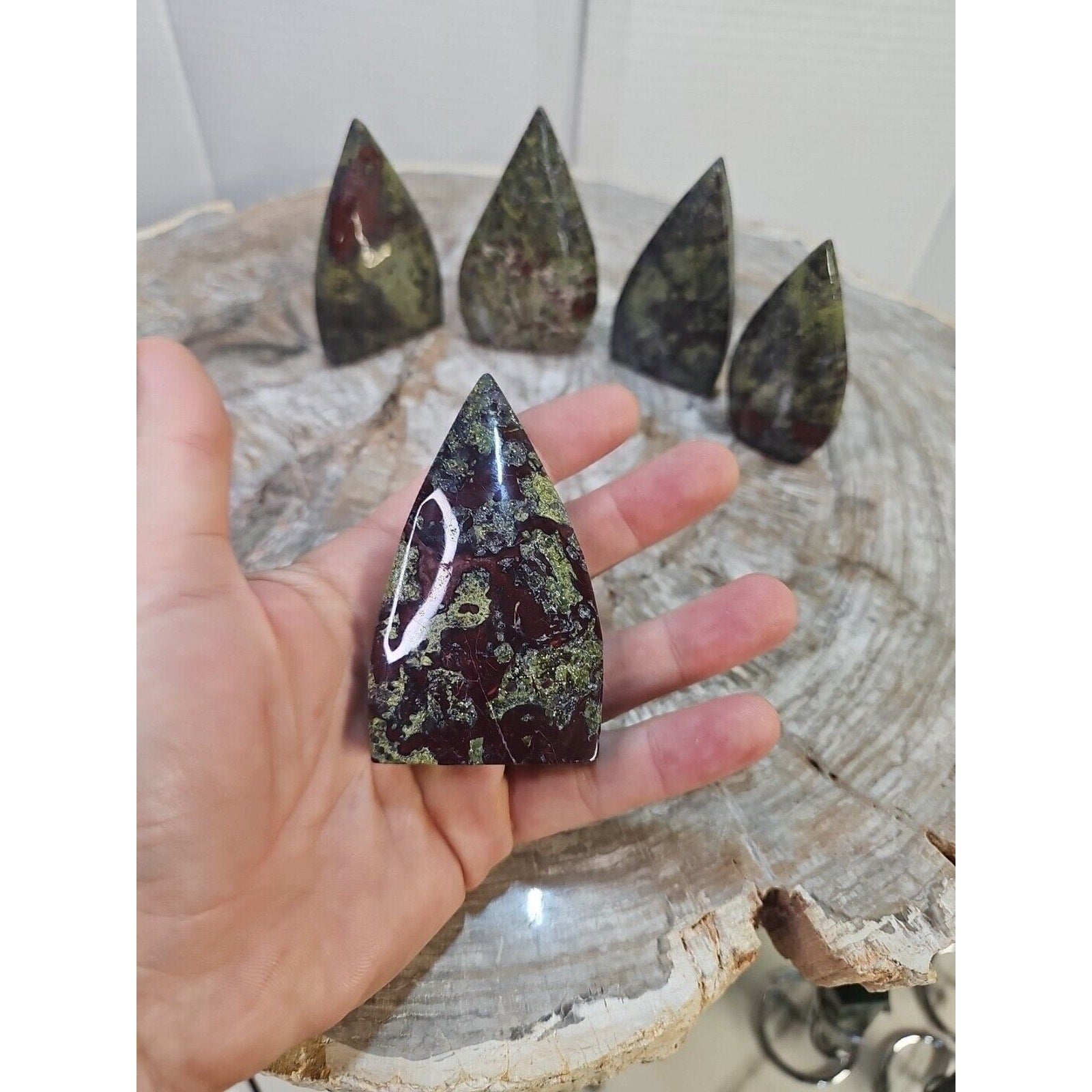 1.37LB 5Pcs Natural Dragon Blood Gem Stone Jasper Crystal Flame Point Healing