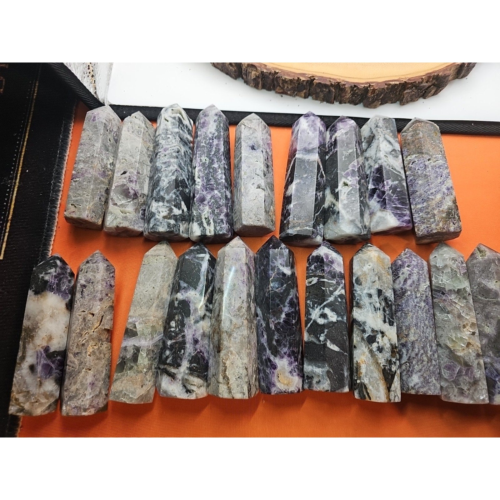 2Pcs Natural Rainbow Fluorite Quartz Crystal Point Tower Polished 4in Tall Avg