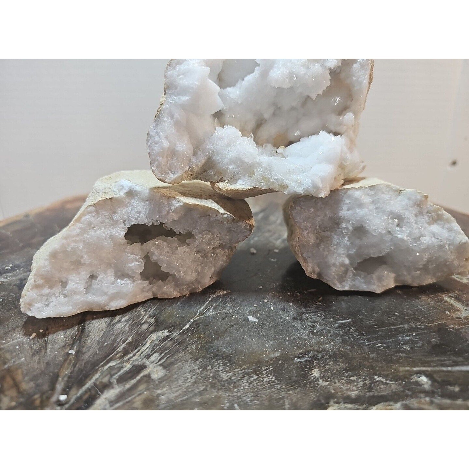 3pcs 1.85lbs Geode Crystal Moroccan Quartz