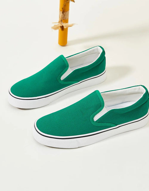 Load image into Gallery viewer, Women&#39;s Slip on Shoes Canvas Sneakers Loafers Non Slip Shoes Low Top Casual Shoes 9.5 Dark Green
