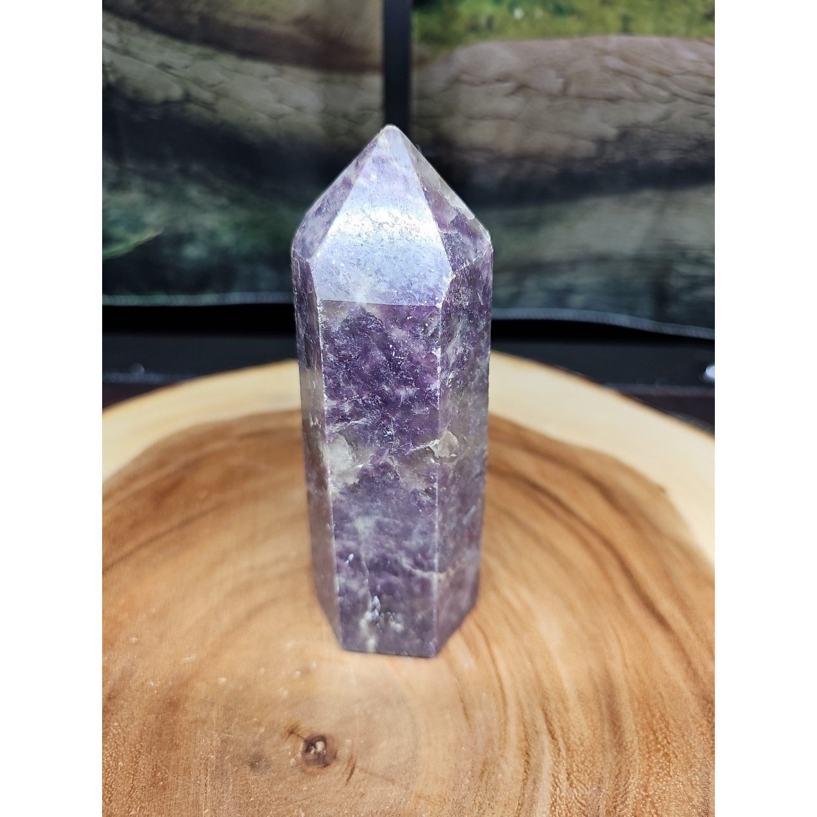 1ea Natural Purple Mica Lepidolite Crystal Point Tower Africa 479g