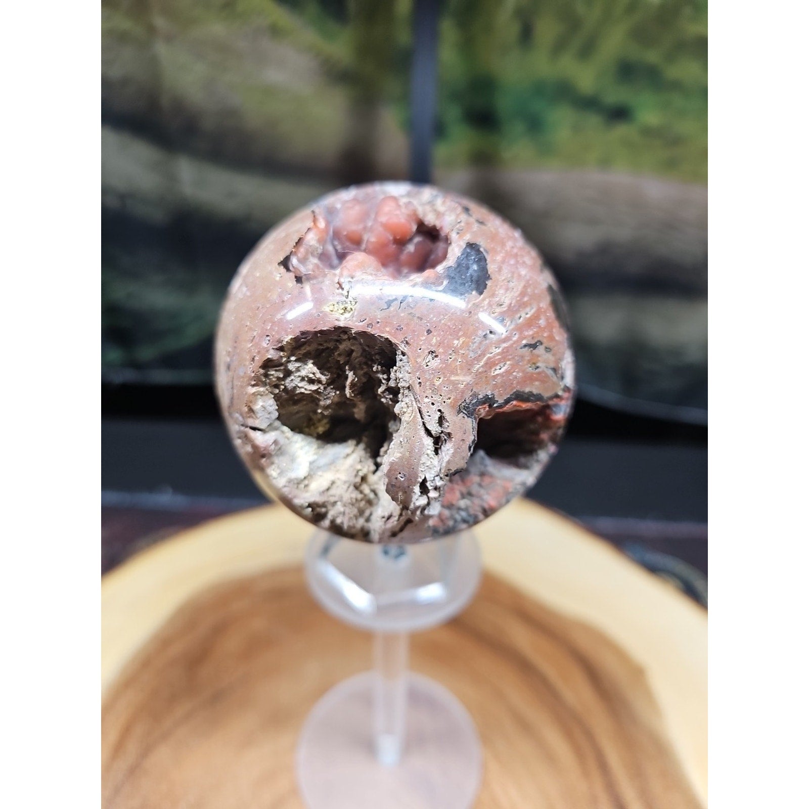 1.17LB Natural Vesuvianite Agate Carnelian Crystal Geode Sphere Ball Healing