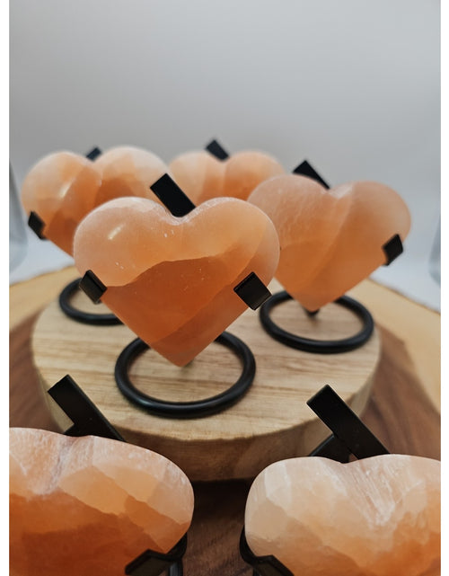 Load image into Gallery viewer, Peach Selenite Palm Stone W/stand 1each
