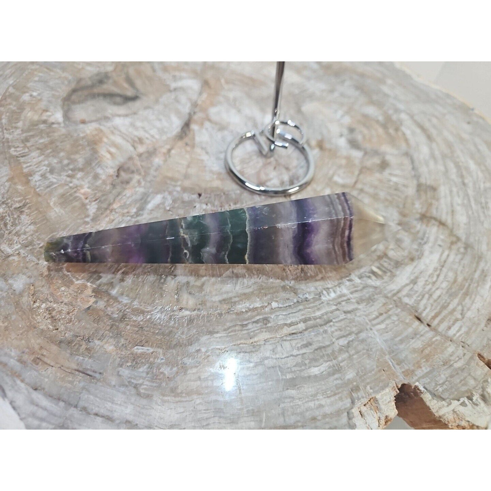 255g Fluorite crystal scepter 7in Long W/STAND