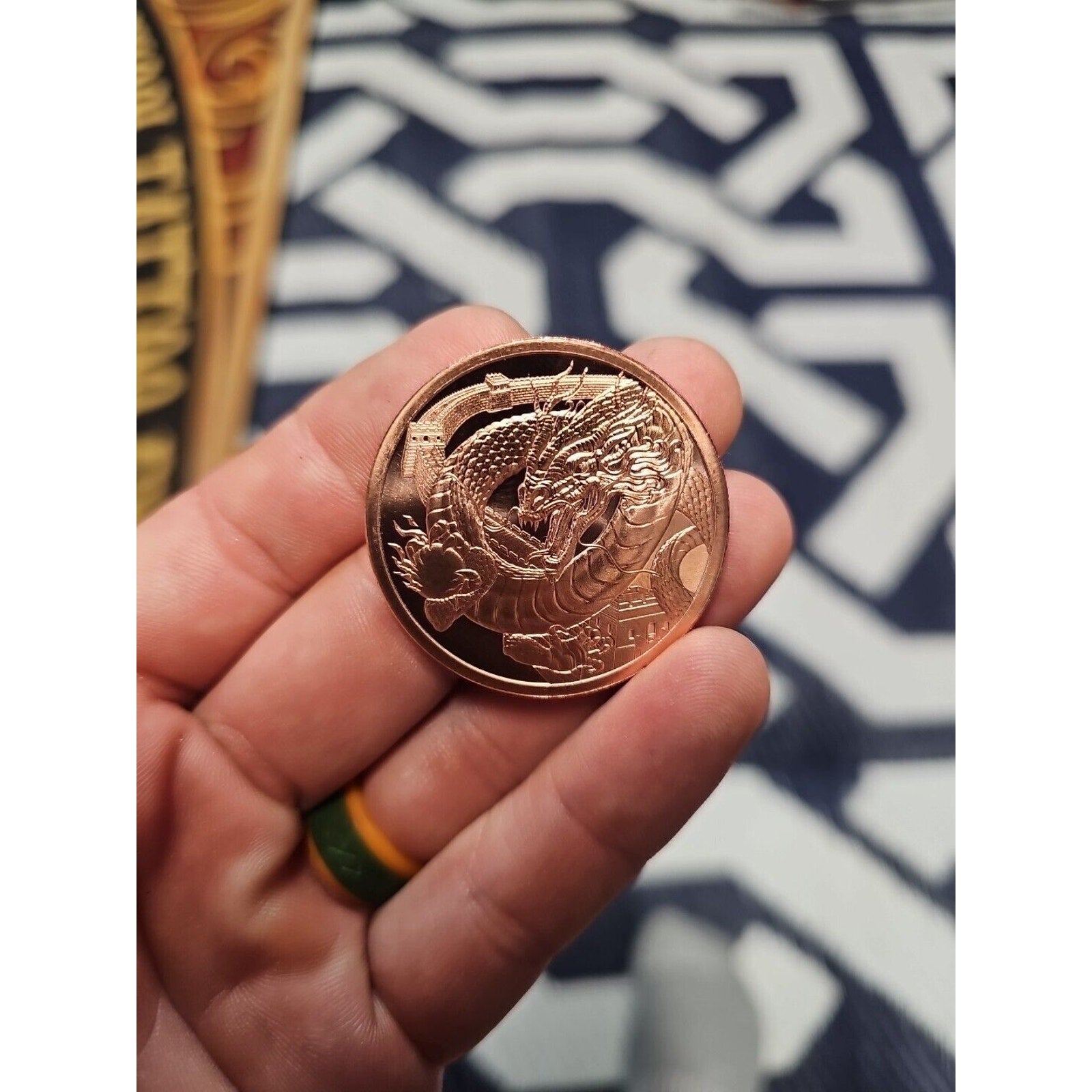 CHINESE DRAGON ~ WORLD OF THE DRAGONS ~ 1 OZ. PURE COPPER ROUND ~