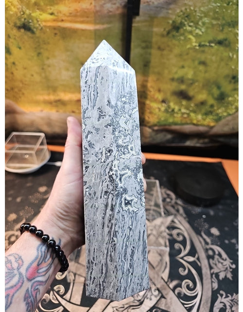 Load image into Gallery viewer, 4.83lb 10in Tall Crazy Lace Jasper Crystal Point Tower Healing
