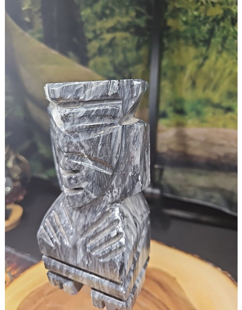 Load image into Gallery viewer, Carved Onyx Stone Aztec Mayan Tiki Sculpture 7in Tall 4lbs

