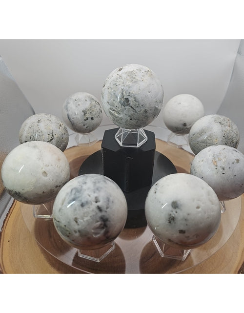 Load image into Gallery viewer, 1 Each Natural Golden Pyrite &amp; Jasper Crystal Sphere Ball Polished 55mm +
