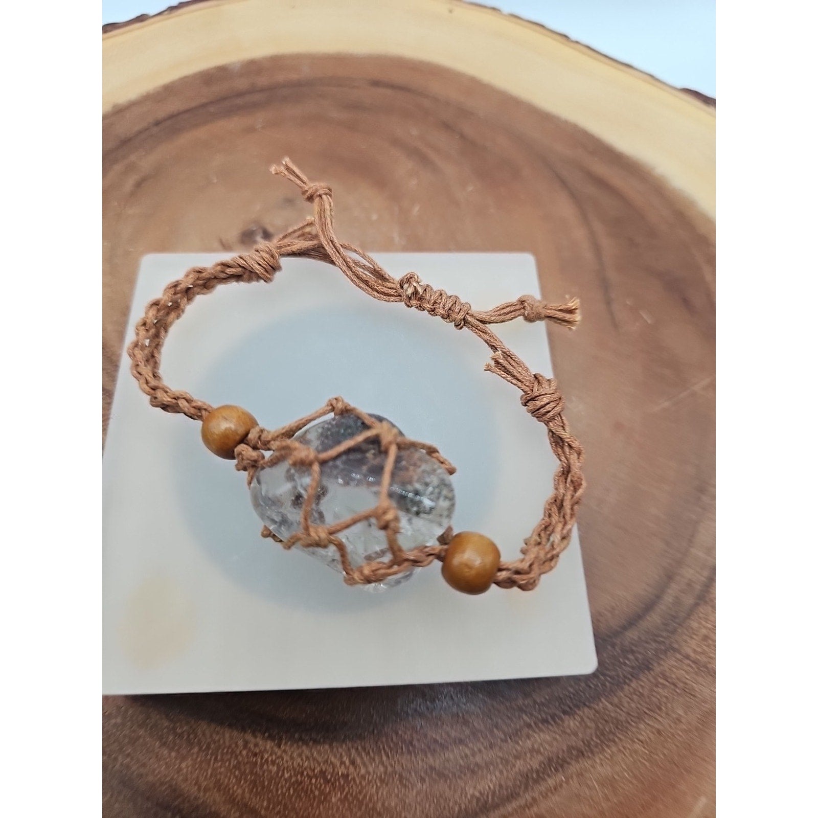 Huge ghost crystal bracelet W/hemp Rope