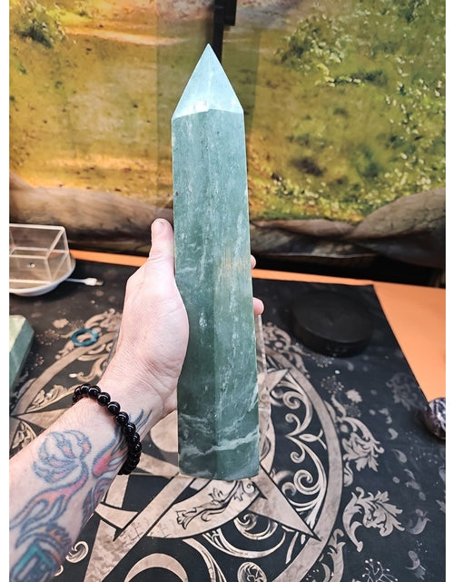 Load image into Gallery viewer, 4.69lbs 12in Tall Green Jasper Crystal Point Tower Healing
