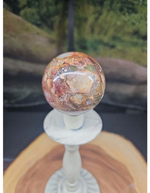 Load image into Gallery viewer, Ocean Jasper Agate Sphere 64mm W/Stand
