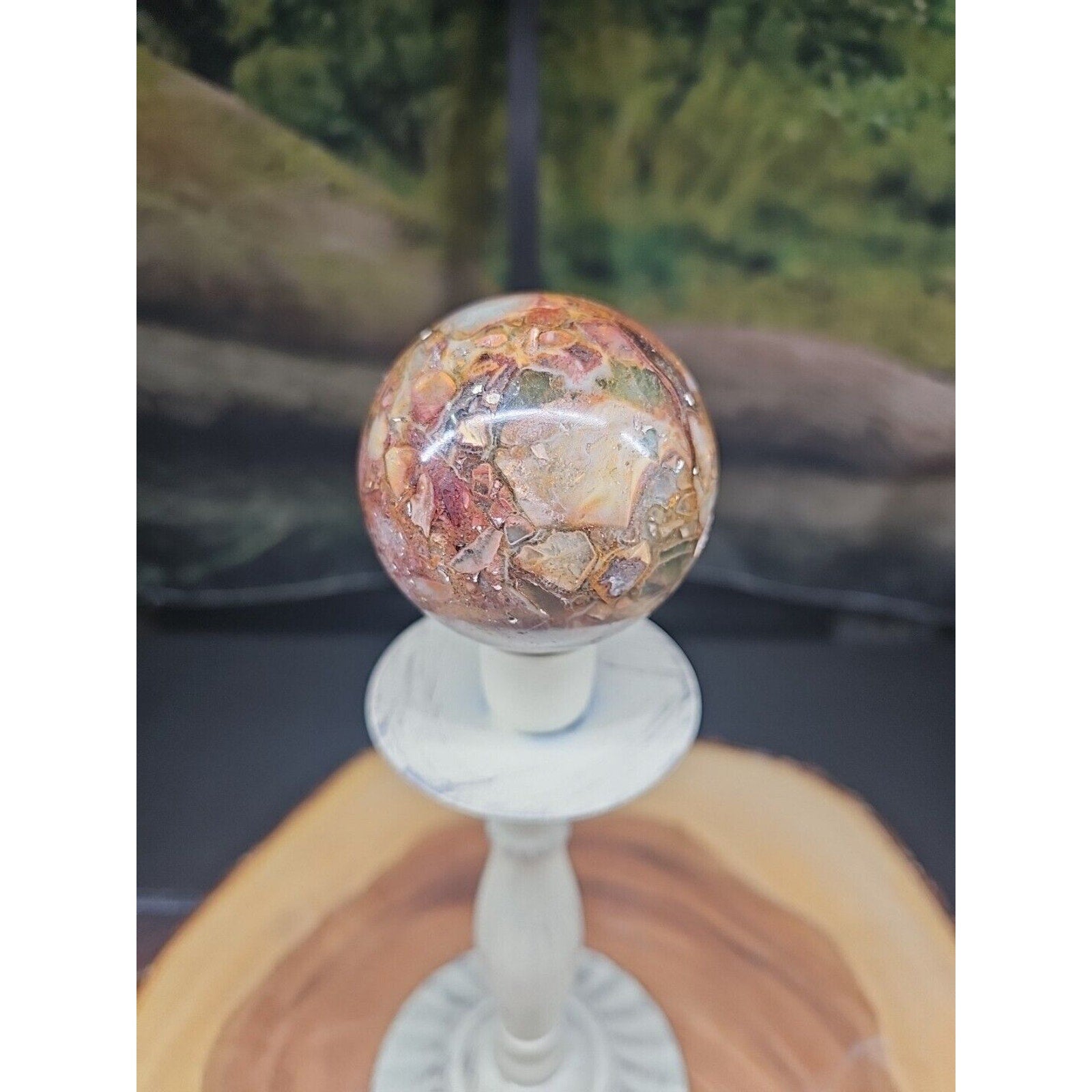 Ocean Jasper Agate Sphere 64mm W/Stand