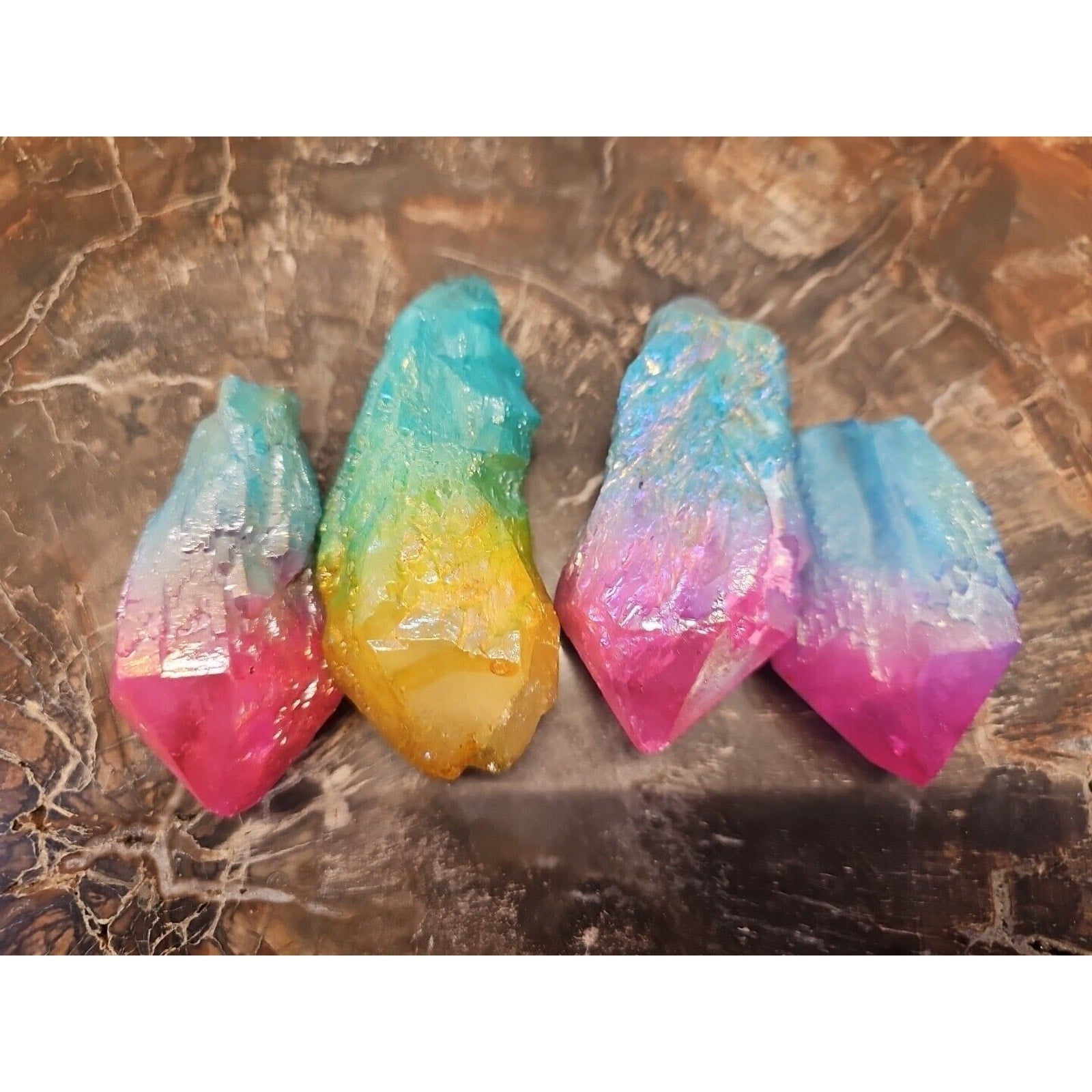 1.15lbs Quartz Crystal Points Titanium Coating