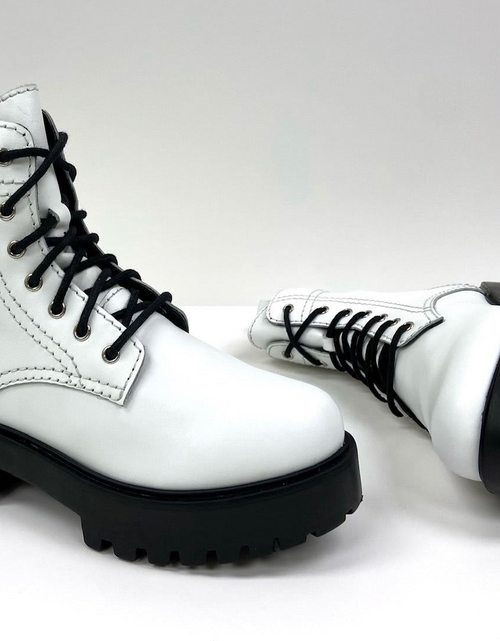 Load image into Gallery viewer, Alice White Heeled Combat Boot

