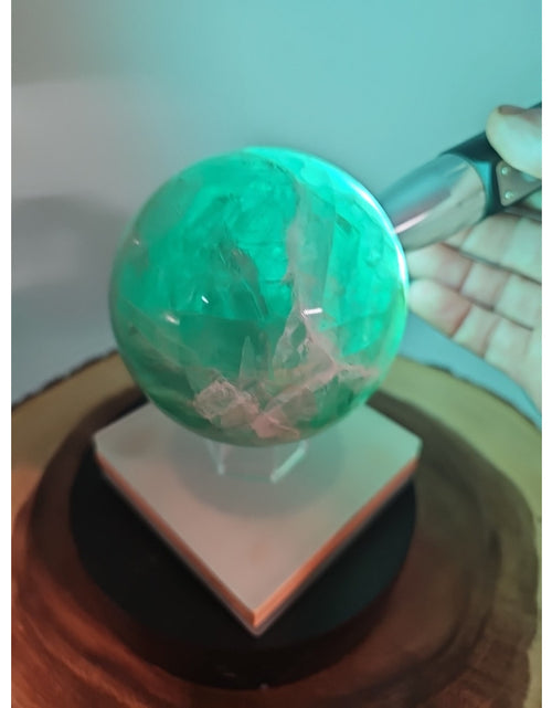 Load image into Gallery viewer, 2.84Natural Rainbow Fluorite Quartz Crystal Sphere Ball Polished Healing
