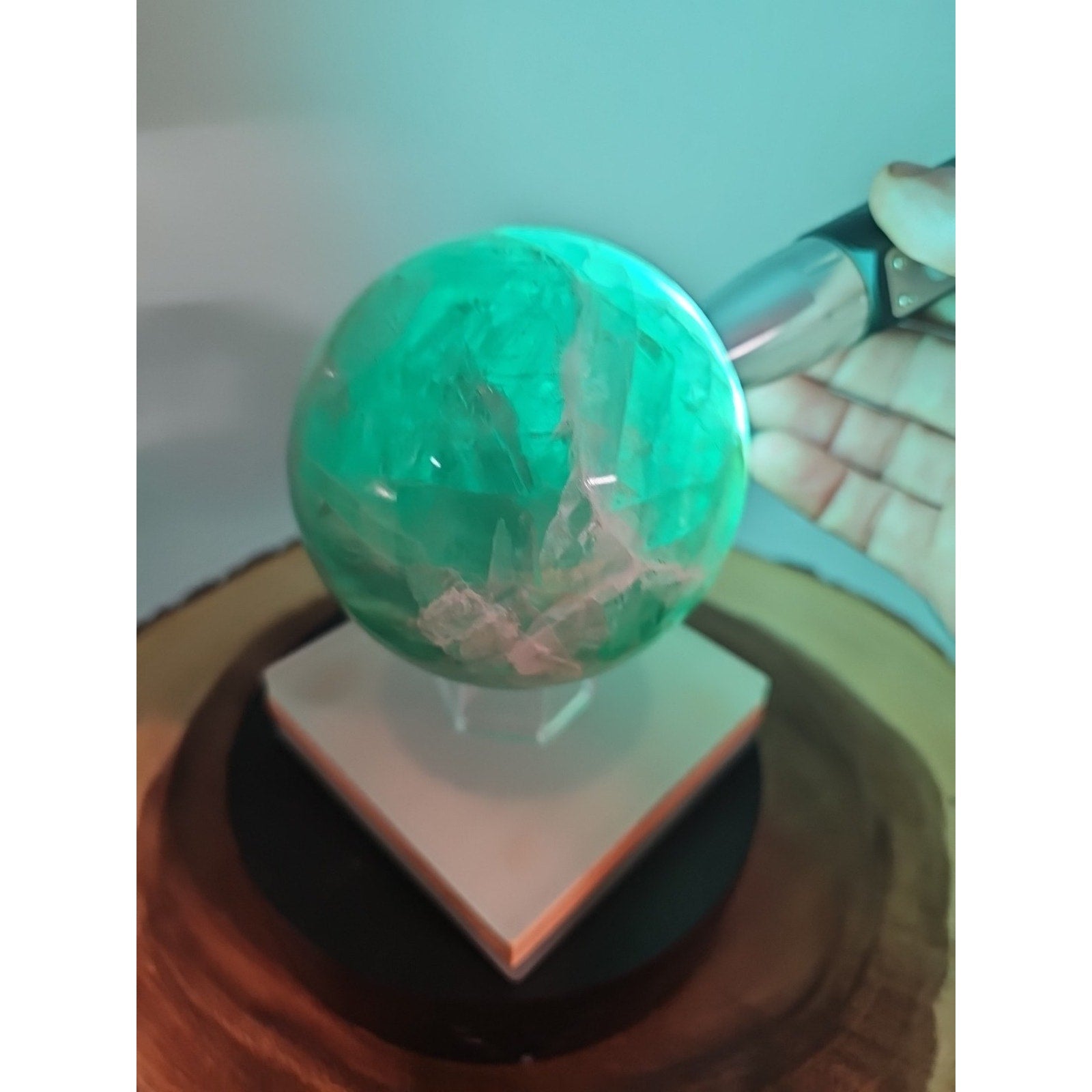 2.84Natural Rainbow Fluorite Quartz Crystal Sphere Ball Polished Healing