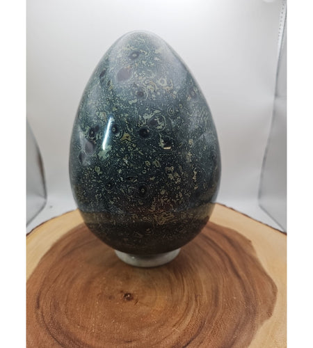 15.2LB Natural Kambaba Jasper Quartz Crystal With Jade Ring Stand