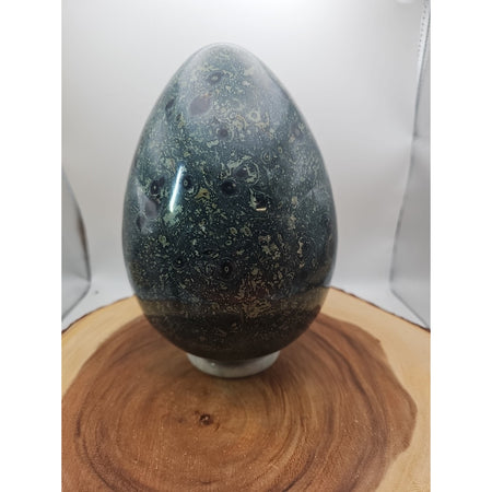 15.2LB Natural Kambaba Jasper Quartz Crystal With Jade Ring Stand