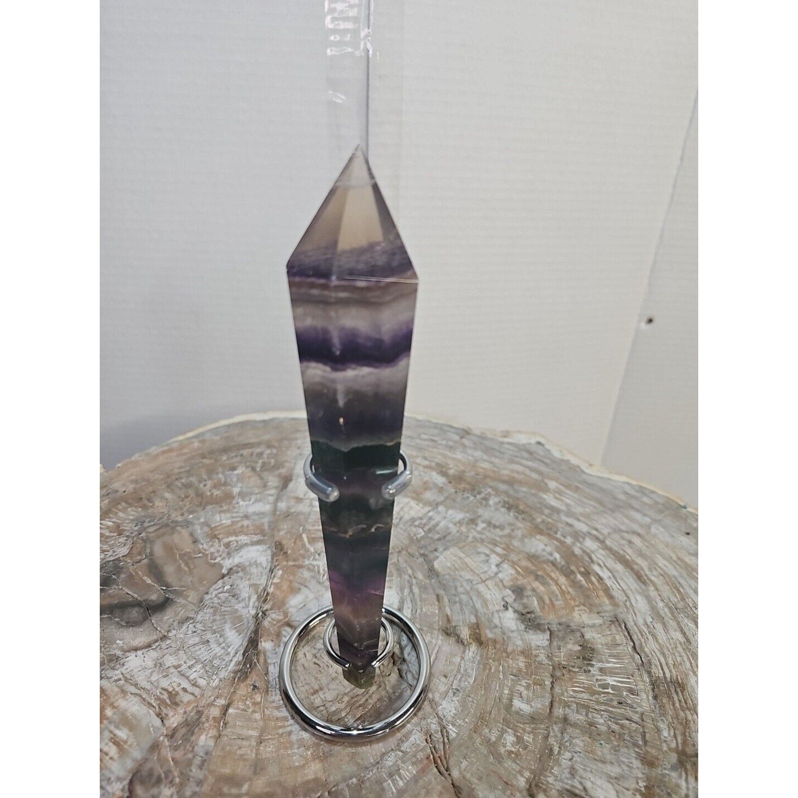 255g Fluorite crystal scepter 7in Long W/STAND