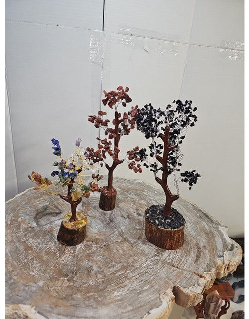 Load image into Gallery viewer, 3 Pcs 300 Carnelian+Amethyst+Crystal Gemstones Golden Branches Bonsai Tree
