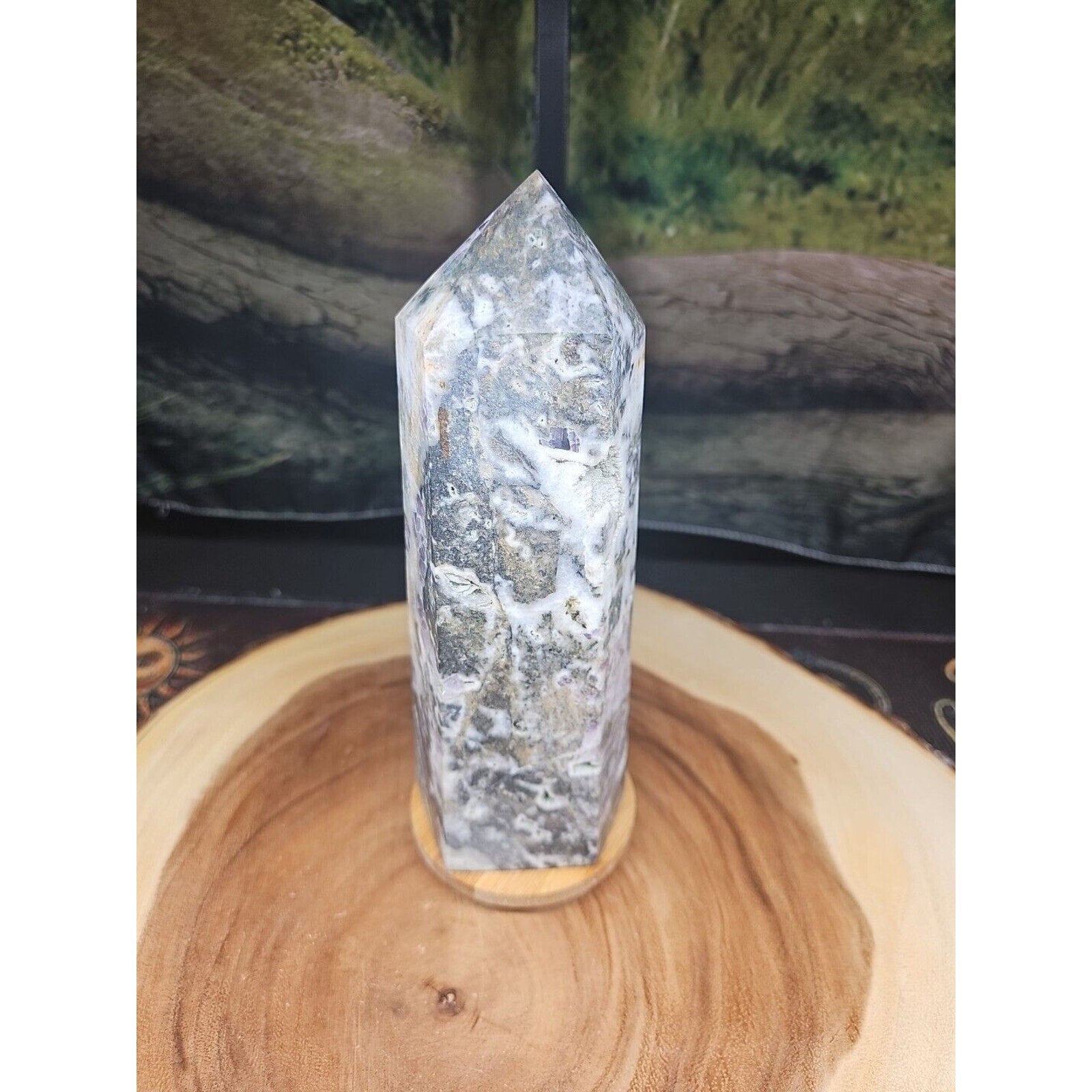 3.41LB 1Pcs Natural Rainbow Fluorite Quartz Crystal Point Tower Polished Healing