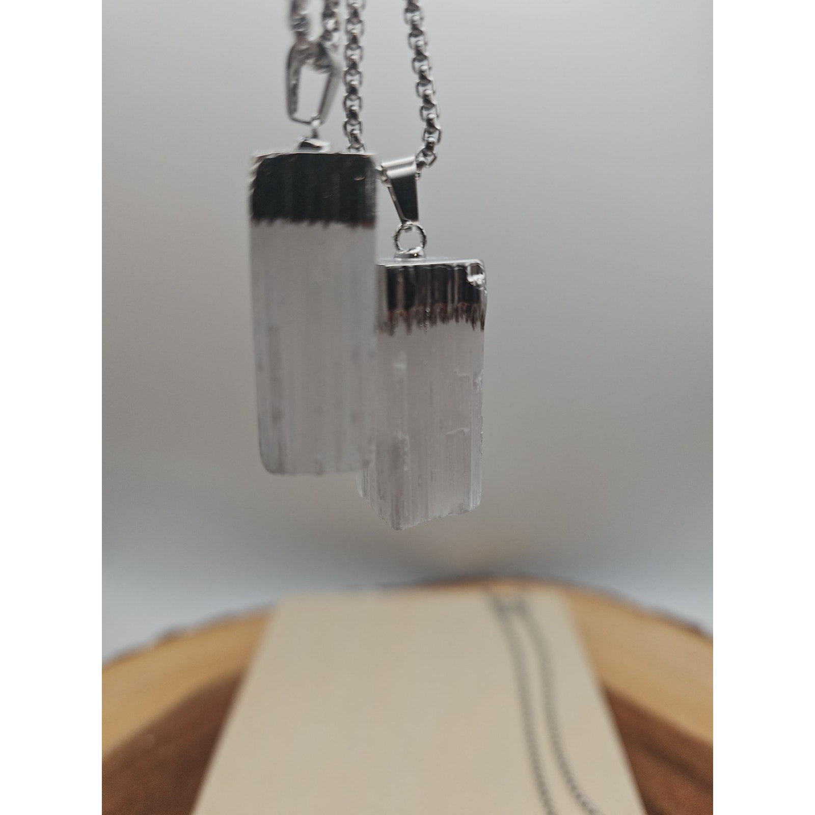 Selenite Crystal Necklace 1 Each W/Chain