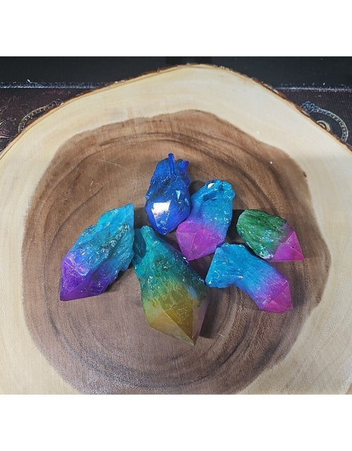 Load image into Gallery viewer, 6Pcs 1.41lbs Rainbow Aqua Aura Quartz Crystal Points Titanium Coating B2
