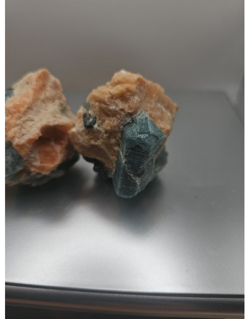Load image into Gallery viewer, Fluorapatite On Orange Calcite 2pc Raw Specimen. 90lbs
