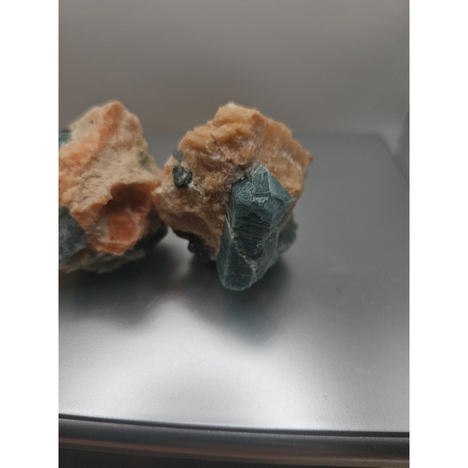 Fluorapatite On Orange Calcite 2pc Raw Specimen. 90lbs