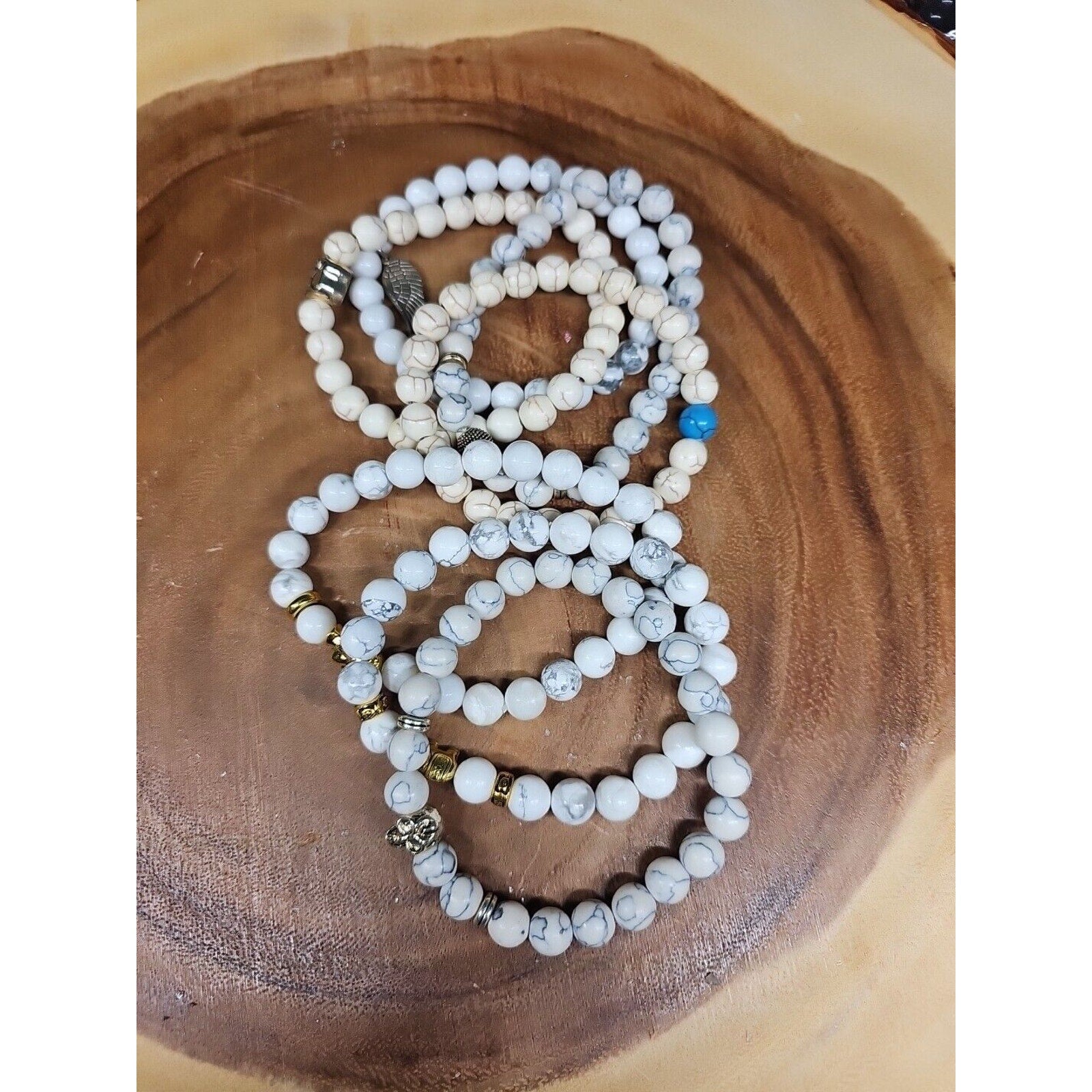 Natural Howlite Stone Bracelets 7pc Set