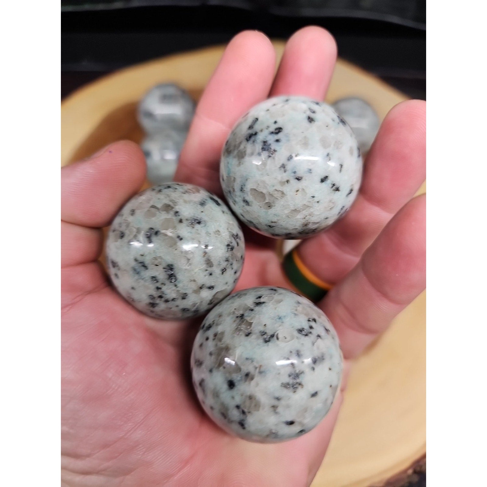 1each Natural Quartz Crystal Jasper Sphere Ball Healing 40mm W/ring Stand Random