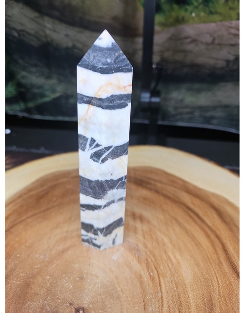Load image into Gallery viewer, Zebra Stone Tower 341g 6in Tall
