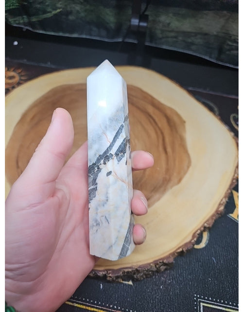 Load image into Gallery viewer, Zebra Stone Tower 347g 6.5in Tall
